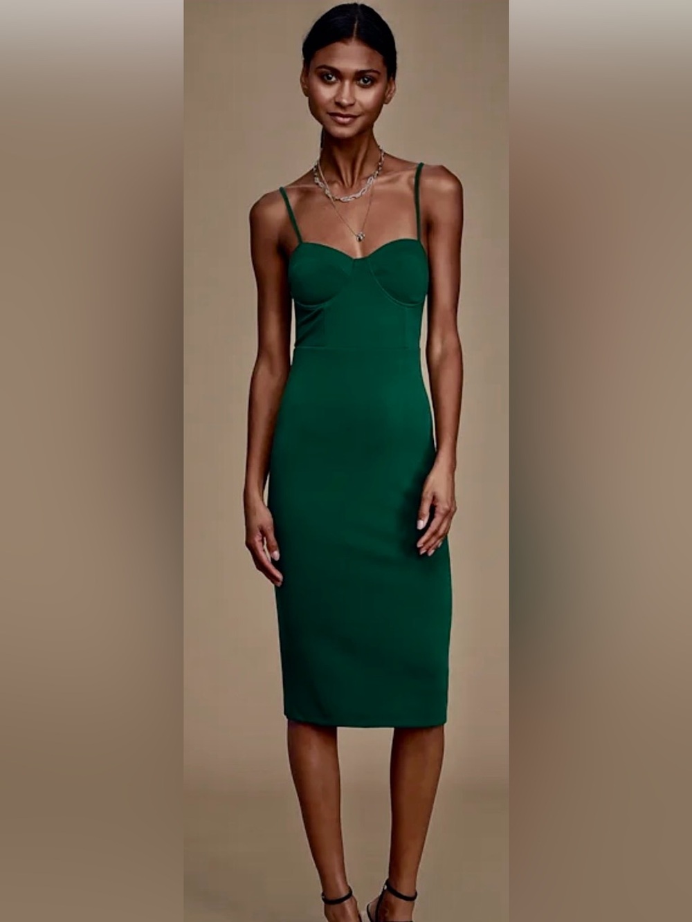 LULUS Charmed and Dangerous Dark Green Bustier Bodycon Midi Dress SIZE MED 4-6